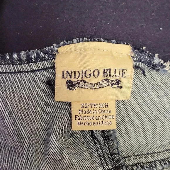 🛍Indigo‎ Blue Over The Belly Dark Wash Straight Leg Skinny Maternity Jeans XS - Picture 2 of 10
